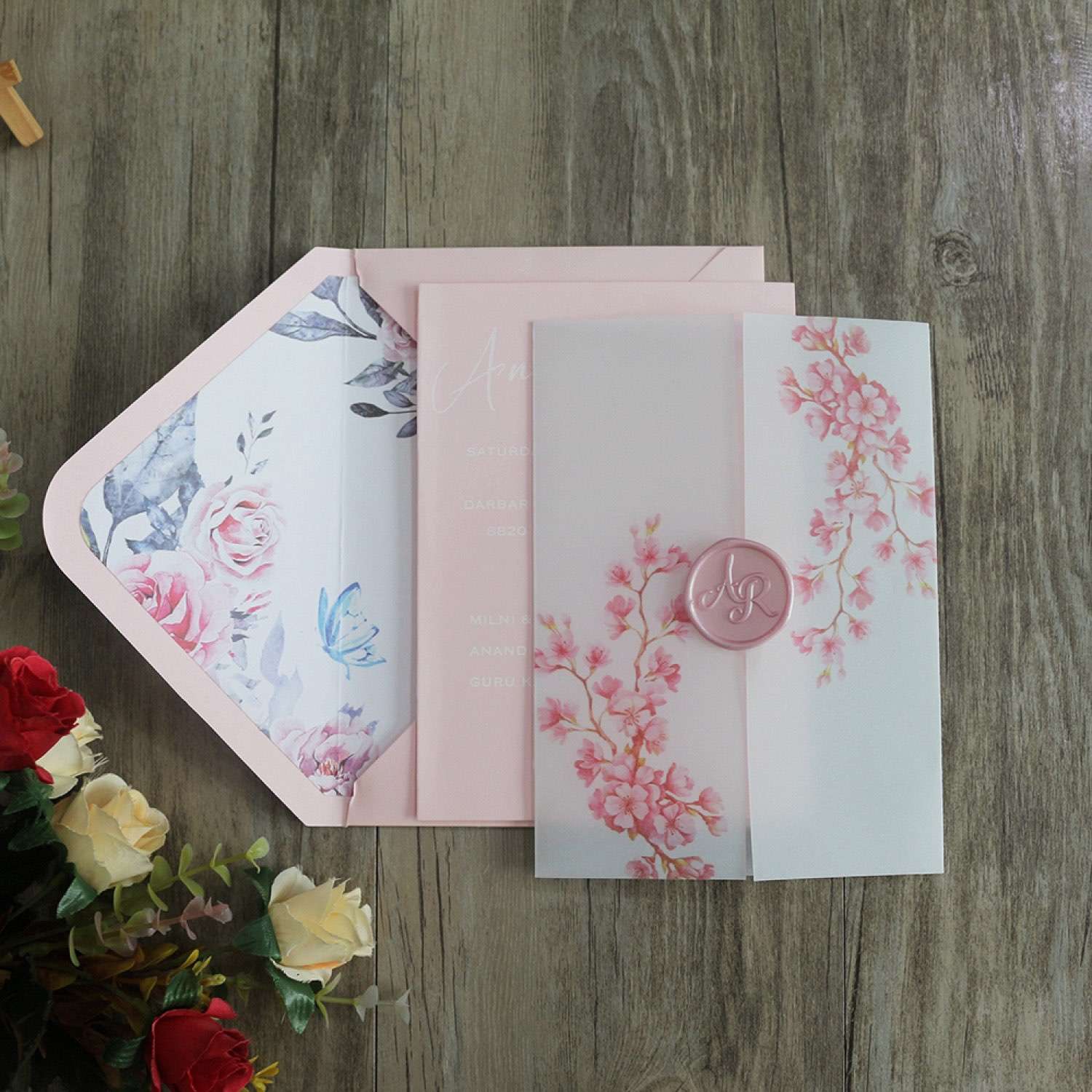 Romantic Invitation Card Pink Wedding Card Foiling Invitation Customized